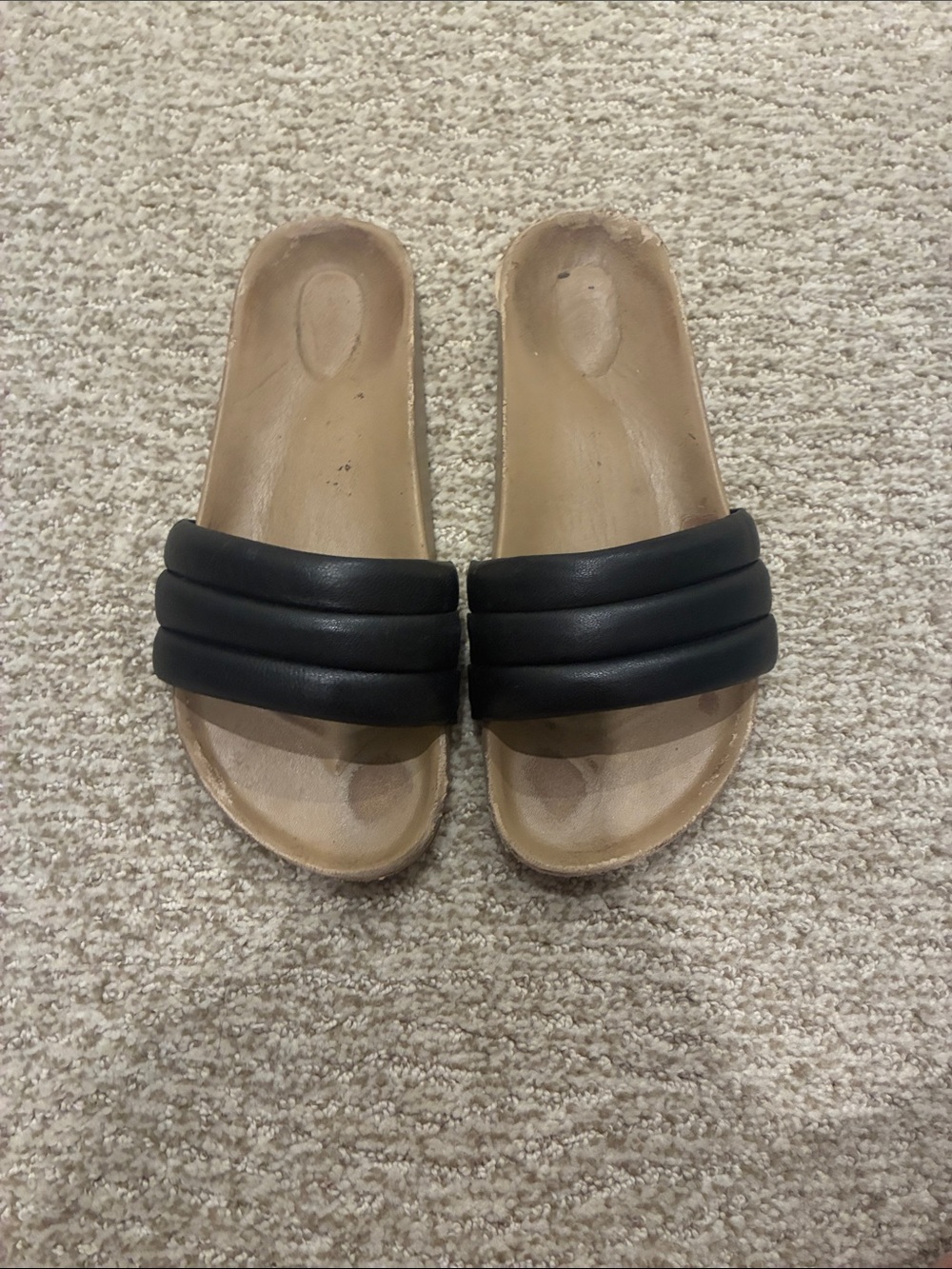 Beatrice Valenzuela Black Padded Slide Sandals